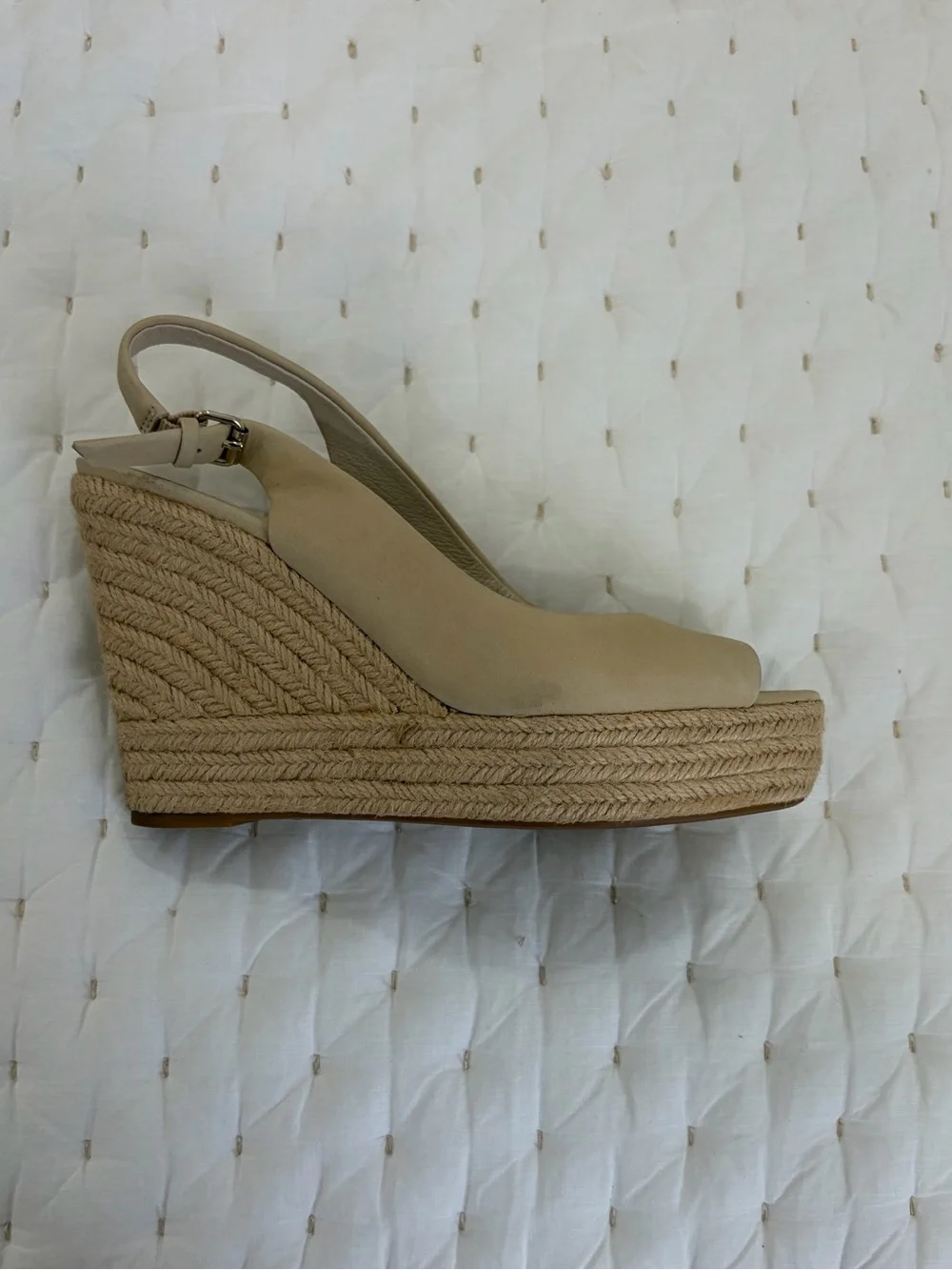 Dolce Vita Neutral Beige Espadrille Wedge Slingback size 7.5